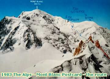  alps 1983 The Alps - Mont Blanc Postcard - the route