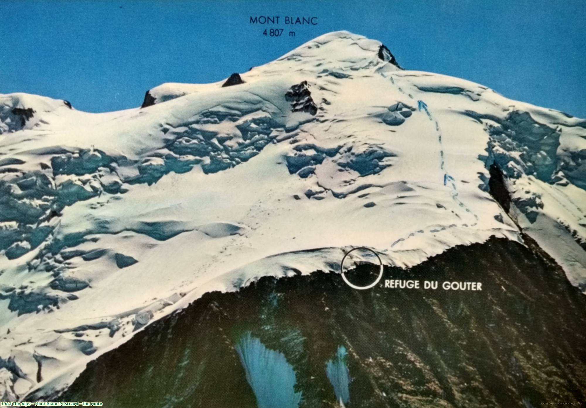 1983 The Alps - Mont Blanc Postcard - the route