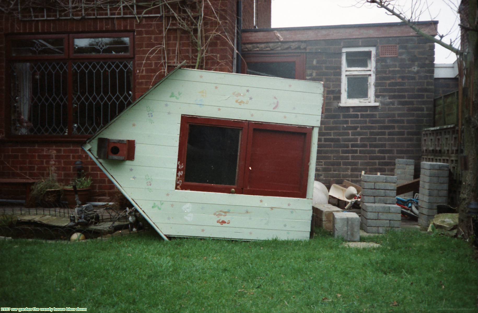 1997 our garden the wendy house blew down