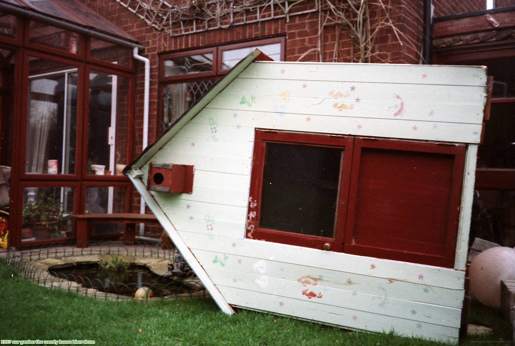 1997 our garden the wendy house blew down