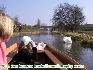  canal 2002 Our boat on Rushall canal swan