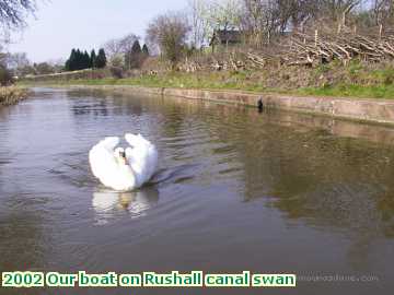  canal 2002 Our boat on Rushall canal swan