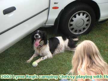  lyme1 2003 Lyme Regis camping playing with the campsite dogs