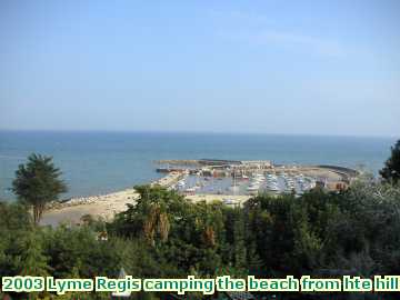  lyme1 2003 Lyme Regis camping the beach from hte hill