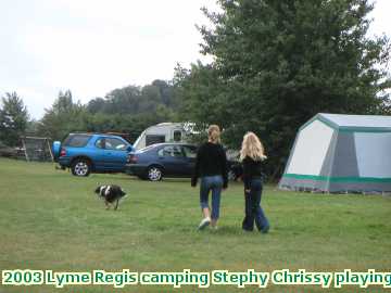  lyme1 2003 Lyme Regis camping playing with the campsite dogs