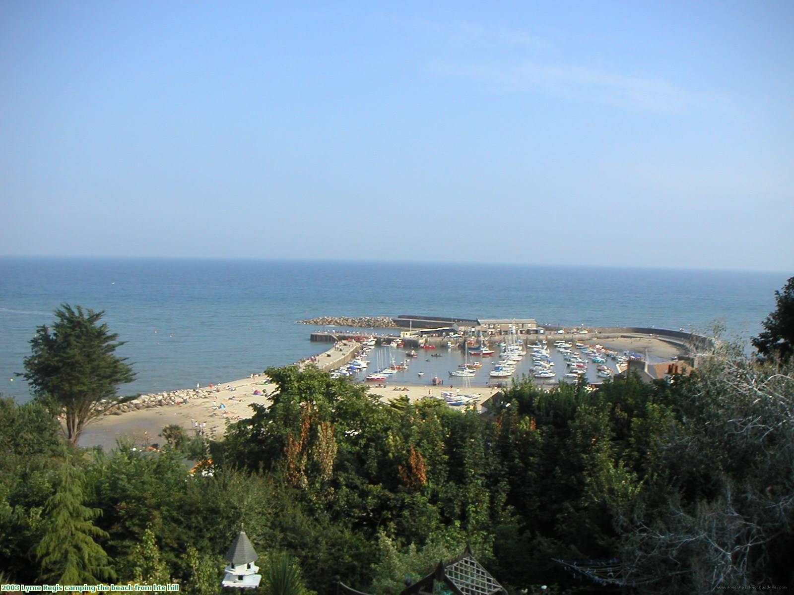 2003 Lyme Regis camping the beach from hte hill