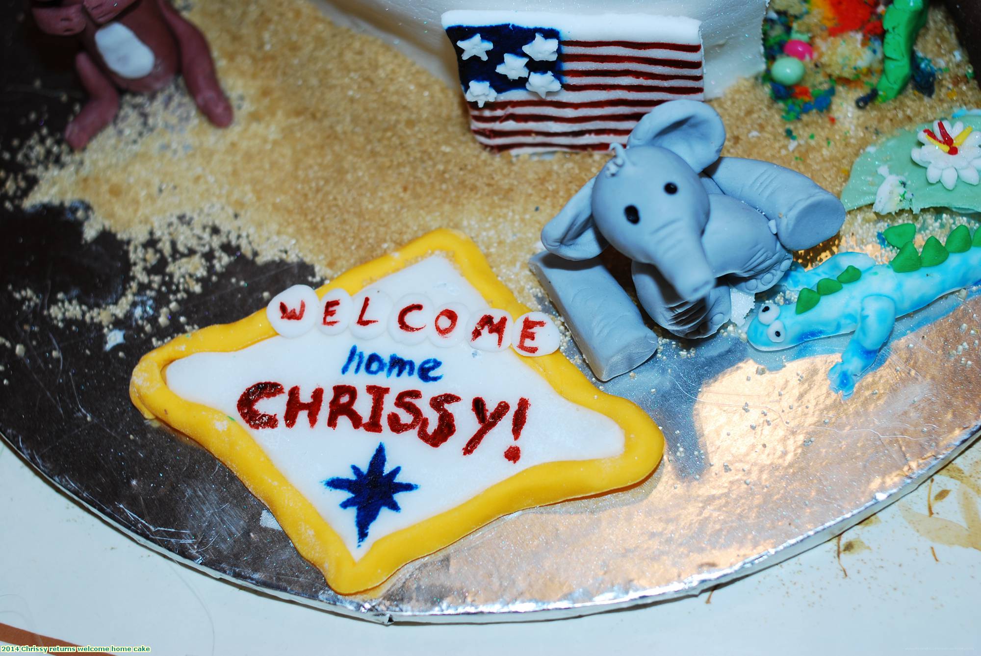 2014 Chrissy returns welcome home cake