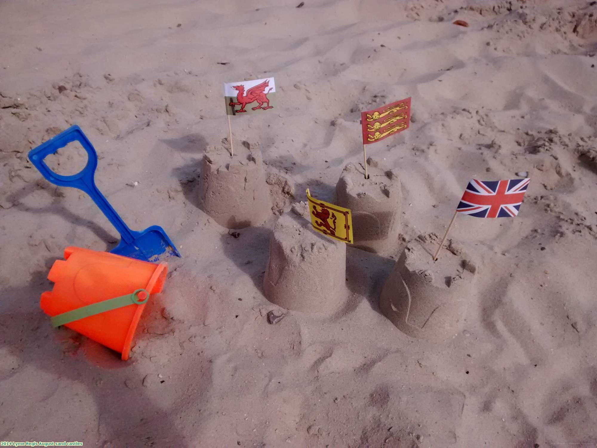 2014 Lyme Regis August sand castles