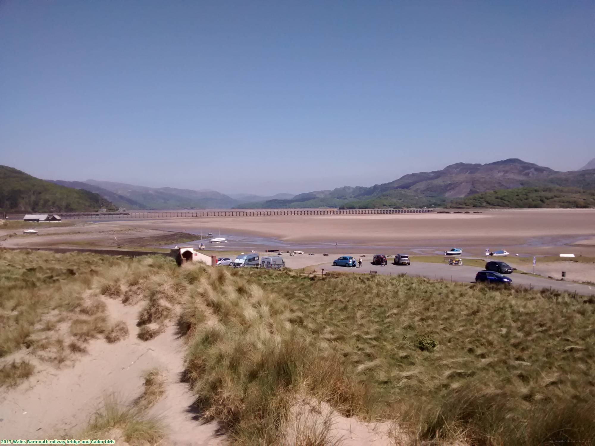 2017 Wales Barmouth railway bridge and Cader Idris