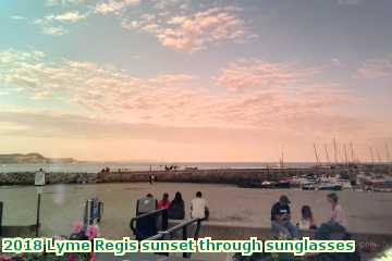  lyme1 2018 Lyme Regis sunset through sunglasses