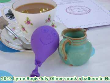  lymejuly 2019 Lyme Regis July Oliver snuck a balloon in Helen's bag