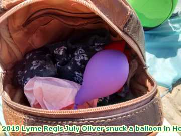  lymejuly 2019 Lyme Regis July Oliver snuck a balloon in Helen's bag