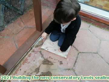  cons 2021 Building the new conservatory Lewis sealing the floor