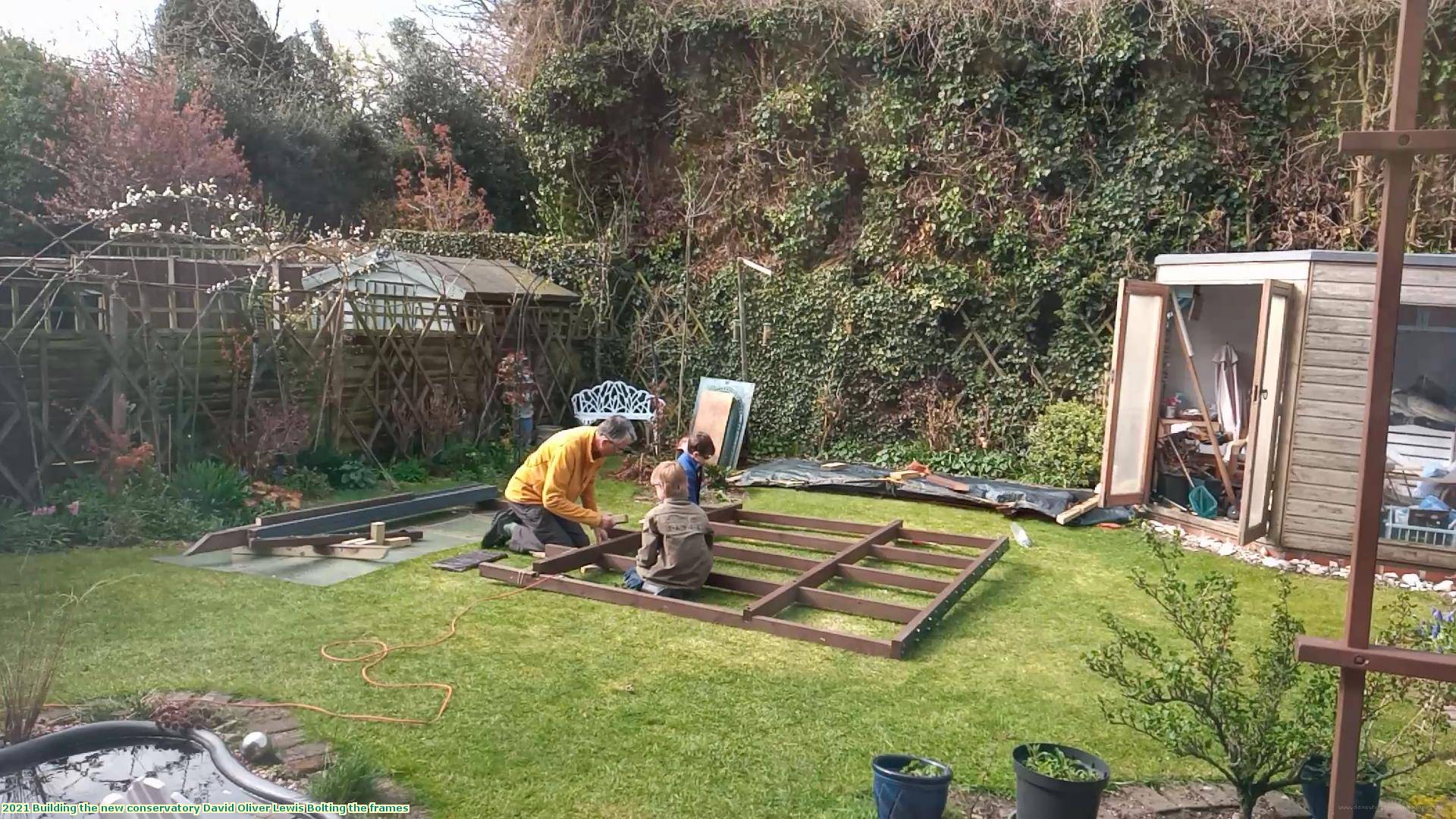 2021 Building the new conservatory David Oliver Lewis Bolting the frames